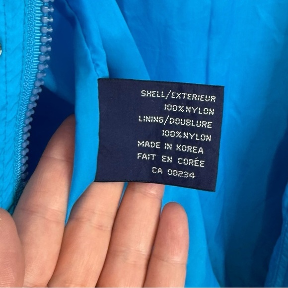 Vintage 80s Wind Rain Nylon Jacket Size Medium Large Blue Red Retro Bay Club - Picture 8 of 11